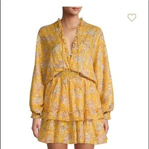 The Kooples floral long sleeve mini peasant dress